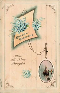 Embossed For Your Birthday Vintage PC Posted 1936 - Bild 1 von 2