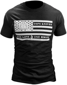 TOPS American Flag One Life One Knife nero XL maglietta manica corta TSFLAGBLKXL - Foto 1 di 1
