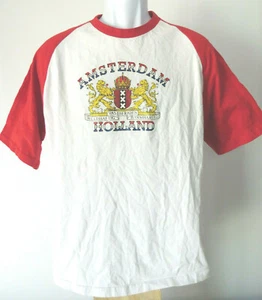 AMSTERDAM LONG SLEEVED RAGLAN TEE SHIRT red white holland city crest tourust - Picture 1 of 6