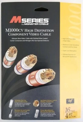 Monster Cable M1000cv High Definition Component Silver Video cable 4.87m/16 Feet - Image 1 of 4