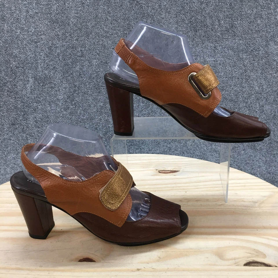 Zapatos de tacón alto Anyi Lu para mujer 39,5 Peep Toe con cordones de cuero marrón informales Foto 1 de 4