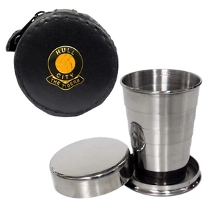 2oz Collapsible Drinking Cup With Leather Hull City Football Club Case - Picture 1 of 2