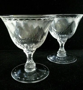Antique Set of 2 Hawkes Signed 6000-1 Pattern Crystal Champagne Sherbet Glass - Picture 1 of 9