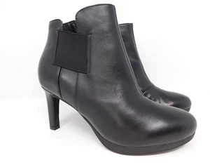 Clarks Women's Leather Boots Ankle Booties Black High Heeled Ambyr Rise Size 8 - Picture 1 of 8