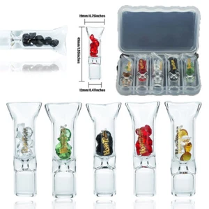 Puntas de filtro de cigarrillo de vidrio reutilizable HONEYPUFF cabeza plana con diamante 5 piezas - Imagen 1 de 12