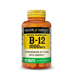 Vitamin B12 1000 mcg Sublingual Tablets 100 200 300 400 Mason Natural B 12 B-12 - Picture 1 of 21