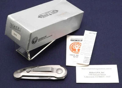 Cuchillos Plegables BOKER 2063 Super Liner 2000 440C Liner Lock 70mm Titanio con Caja Foto 1 de 4