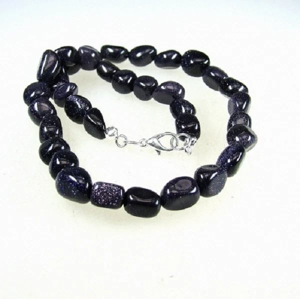 Blaufluss (syn.)Halskette, Halbedelstein Kette ca. 10 mm / ca. 45 cm - Bild 1 von 1