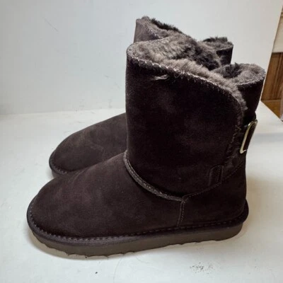 Style & Co. 女式 6 M 巧克力麂皮绒人造毛皮衬里中筒靴展示 II6 — 第 1/4 张图片