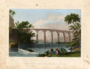 Antique Print-RAILROAD-VIADUCT-USA-Bartlett-1840 - Picture 1 of 1