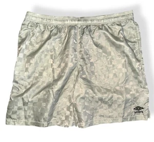 Vintage 90s Umbro Gray Shadow Check Shorts Pockets Diamond logo sz XXL - Imagen 1 de 11