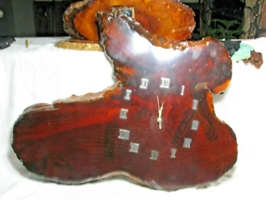 Vintage 1970 sehr große Myrtlewood Live Edge Holzuhr, Oregon Myrtle Wood Shop. - Bild 1 von 14