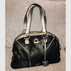 YVES SAINT LAURENT Silber Pony Haar übergroße Muse Tasche - Bild 1 von 11