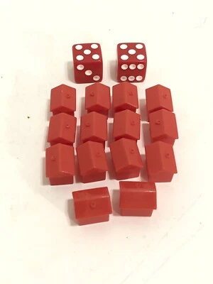 Monopoly Cheaters Edition Replacement Parts RED HOUSES HOTELS & DICE ONLY - Image 1 of 3