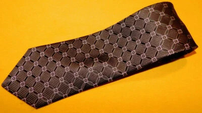 CORBATA GEOMÉTRICA DANIEL CREMIEUX HECHA EN EE. UU. MARRÓN/MARRÓN CLARO - NUEVA SIN ETIQUETAS - CORBATA. Foto 1 de 3