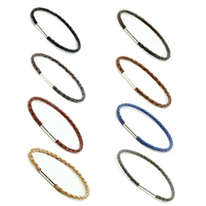 3mm Geflochten Leder Armband Mit Sterlingsilber Twist Verschluss Farbe Auswahl - Bild 1 von 18