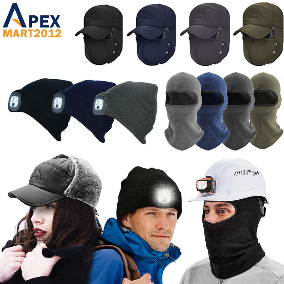 Unisex Invierno Sombrero de Pasamontañas Cálido Trampero Tejido Gorro Exterior A Prueba de Viento Gorra de Esquí Foto 1 de 1