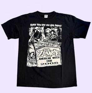 VTG Rob Zombie Black Concert T-Shirt AMERICAN WITCH TOUR 2006, Mens Large L RARE - Picture 1 of 5
