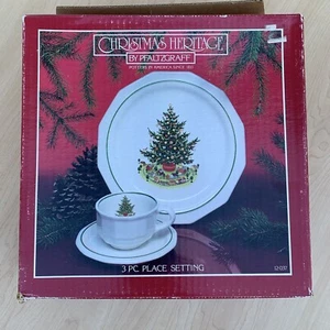 NIB Christmas Heritage by Pfaltzgraff 3 Piece Place Setting 12-037  - Picture 1 of 12