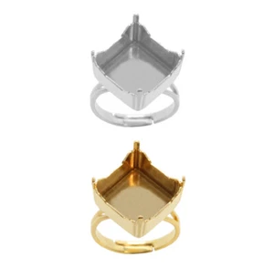 Messing- Einstellbar Ringbasis für 4499 Square 14mm Strass Kristalle - Picture 1 of 4