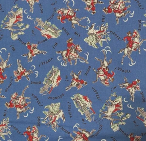 MODA Cotton Fabric Yardage Western Cowboy Horses Ranch 43" x 2.88 Yd Vtg 90s - Picture 1 of 23