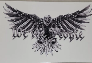 BLK / WHT Front Facing Wing out American Flag Eagle WE THE PEOPLE Decal Sticker - Picture 1 of 3