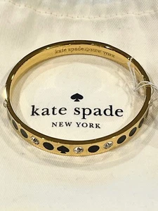 KATE SPADE NEW! GOLD TONE STUDDED RHINESTONE BRACELET BANGLE RARE - Picture 1 of 4