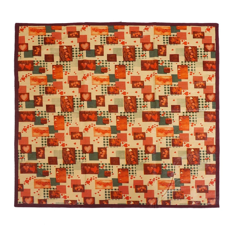 Kuber Industries Heart Design PVC Reversible Food Mat Bed Server-(Red and Cream) - Image 1 of 3