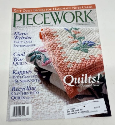 PIECEWORK Magazine September/October 2007 Knitted Note Cards Recycling Quilt - Image 1 of 4