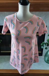 Girls Size 8 Cat & Jack Pink Rainbow Long Nightgown Short Slvs Poly - Picture 1 of 5