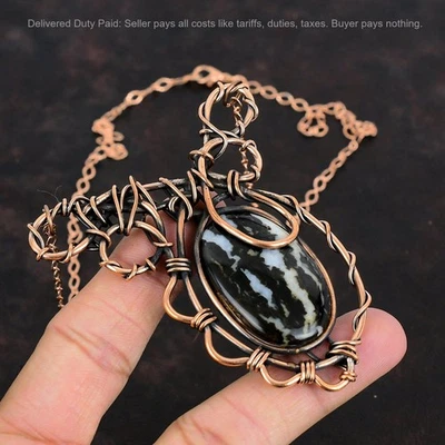 Venta de Halloween Cobre Blanco Búfalo Turquesa Piedra Alambre Envuelto Collar de Cadena Foto 1 de 4