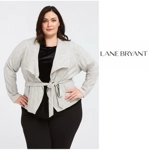 NUEVO Cárdigan Lane Bryant Elegante Para Mujer Gris Claro con Cinturón Talla 18 - Imagen 1 de 9