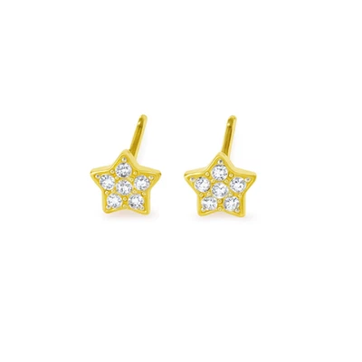 Orecchini A Stella In Argento Sterling Paved CZ - 6mm Oro - Immagine 1 di 4