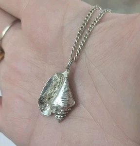 Vintage Muschel Muschel Sterlingsilber Halskette Anhänger Charm & Kette Muschel 8,5 g - Bild 1 von 9