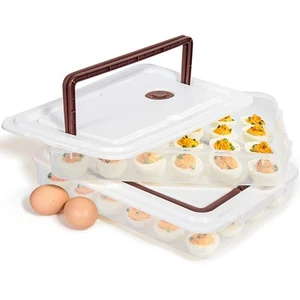 Deviled Egg Containers with Lid, (Set of 2), Plastic Deviled Egg Tray Carrier... - Picture 1 of 7