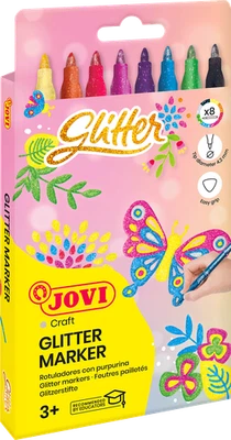 Filzstifte Fasermaler Glitterstift 8 Glitzer-Farben 3,0mm eindrücksichere Spitze - Bild 1 von 4