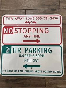 Authentic Philadelphia Street Sign Tow Away Zone/no Stopping/2hr Parking 24x24 - Picture 1 of 7