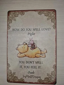 OFFIZIELL LIZENZIERTES WINNIE THE POOH UND FERKEL VINTAGE METALL BLECHSCHILD - Bild 1 von 3