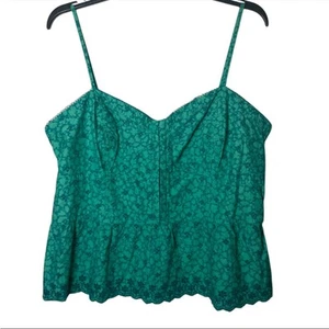 American Eagle Damen Babydoll gesmokte Ösen grün Bluse Oberteil XL - Bild 1 von 3