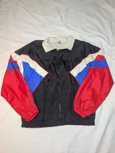 Vintage Athletic Works Men's Red Black Blue Wind Breaker Jacket Size Medium - Picture 1 of 13