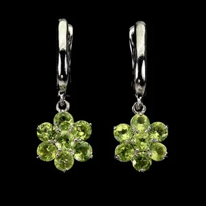 925 Sterling Silver Earrings Round Peridot 3mm Natural Gemstone Jewelry - Picture 1 of 14