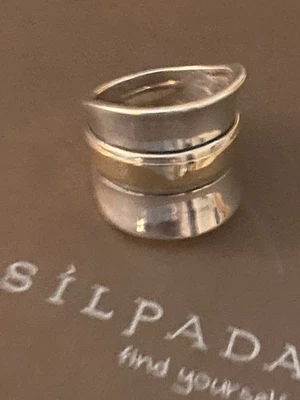 Silpada Sterling Silver R1810 9K Gold Wide Band RARE Ring Size 8 - Image 1 of 4