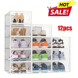 Schuhboxen Set mit Deckel stapelbar Aufbewahrungsbox Kunststoffbox transparent - Bild 1 von 12