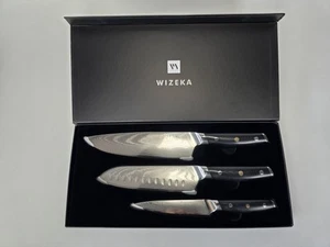 Wizeka Damascus Chef Knife Set: 3 PCS,Super Sharp Kitchen Knives: Made of Japane - Picture 1 of 4