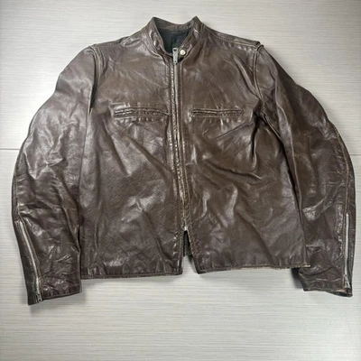 Vintage Brooks Leather Sportswear Jacket Mens 44 Brown Cafe Racer Motorcycle - Image 1 of 4