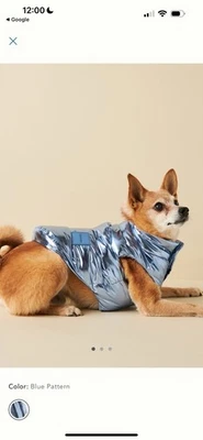 NWT Maxbone Holographic Blue Dog Puffer Vest Sz M Anthro Dog Fashion  XMAS Gift - Image 1 of 4