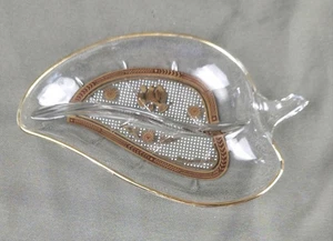 Vintage MCM Georges Briard Sonata Leaf Shape Partitioned Relish Nut Bowl - Picture 1 of 12