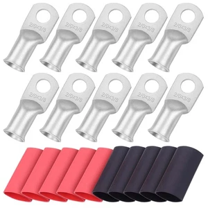 10pcs 2/0 Guage 3/8" Anse Filo Anello Connettori Terminali Estremità 2/0 AWG Du... - Foto 1 di 6