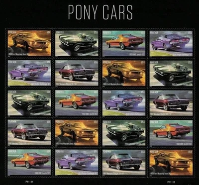 2021 USPS Postage Forever Stamps Sheet *Pony Cars Sheet of 20 MNH - Image 1 of 2