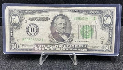 1934 $50 Federal Reserve Note New York, NY Fifty Dollar Bill Banknote Z87 - Image 1 of 2